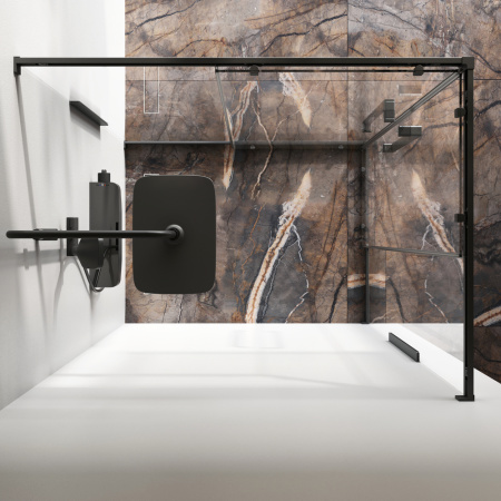 Душевой уголок Am.Pm Func W84G-403-12090-BТ 118х88 стекло прозрачное профиль черный матовый без поддона