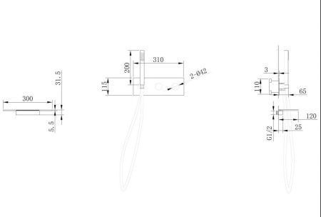 Смеситель для ванны Abber Rund AF8731SP встраиваемый в стену сатин