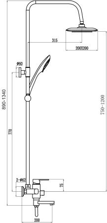 Душевая стойка Fmark FM2402 настенная цвет хром