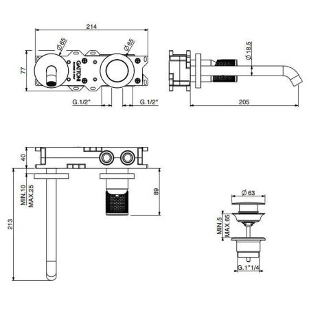 Смеситель для раковины Gattoni MD MD150/22C0 встраиваемый в стену хром