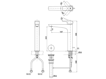 Смеситель TOTO TLG07305R на столешницу хром