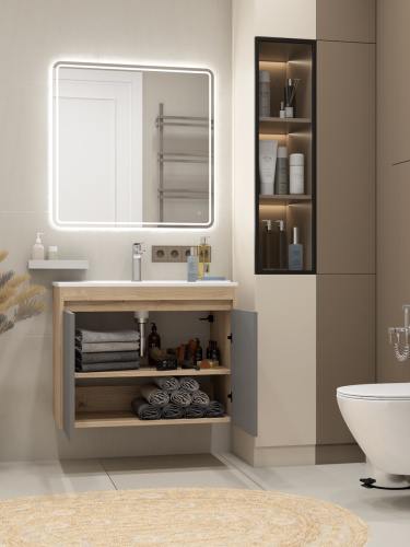 Тумба под раковину Teymi Netta T60605 80х46х62 подвесная цвет дуб - фото 5