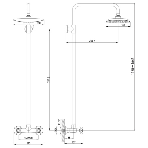 Душевая стойка LeMark Standard LM2160C настенная - фото 2