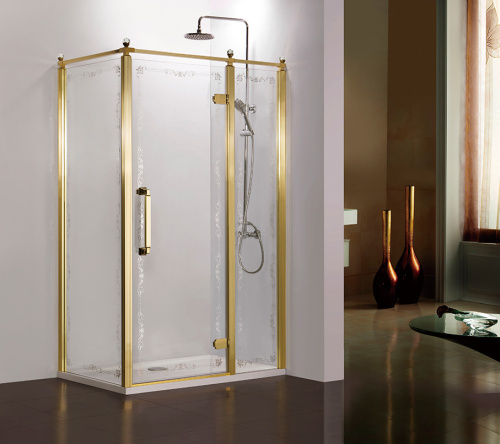 Душевой уголок Azario ONTARIO AZ-NBB1231-R 900 GOLD 120x200 стекло с рисунком профиль золото без поддона - фото 2