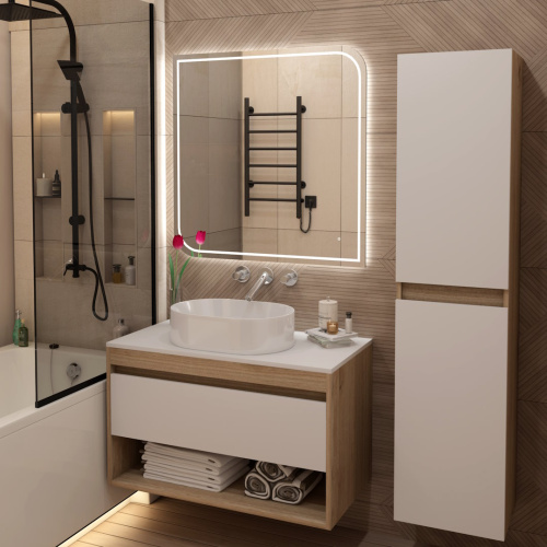 Тумба под раковину Teymi Ritta T60531 85х45х52 подвесная цвет дуб/белый - фото 4