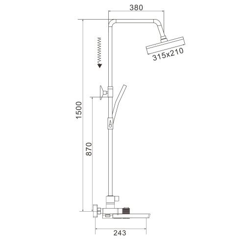 Душевая стойка Rose R1896T настенная цвет пепельный с термостатом - фото 3