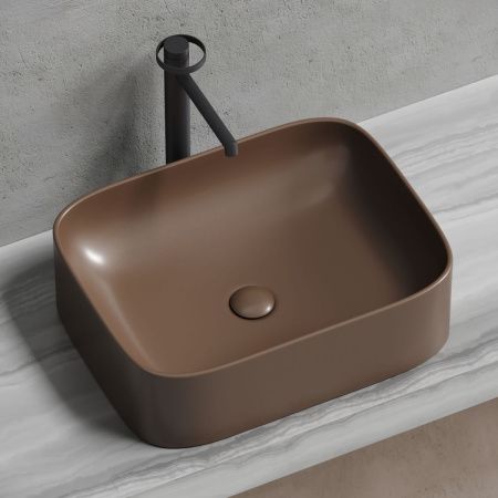 Раковина из сантехнического фарфора Ceramica Nova ELEMENT CN6052MDB 50х40 накладная цвет коричневый без отверстий под смеситель