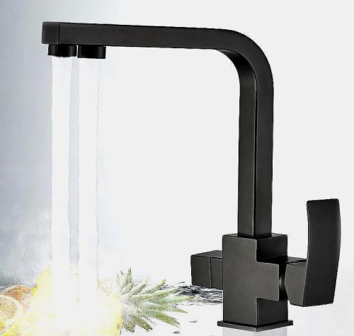 Смеситель для кухни ALMAes Rona AS-875-05 на раковину/столещницу черный - фото 2