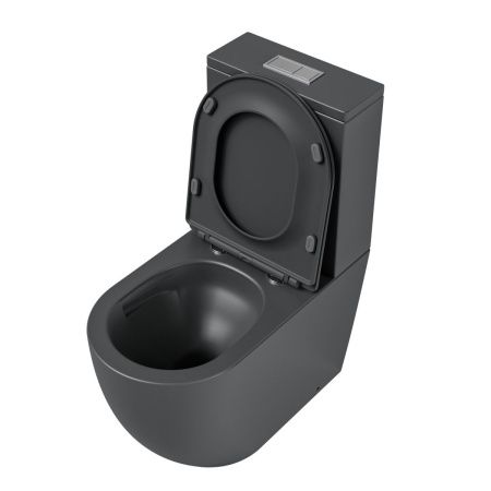 Унитаз напольный с бачком Grossman Торнадо GR-4494GMSQ серый с сиденьем микролифт безободковый смыв торнадо