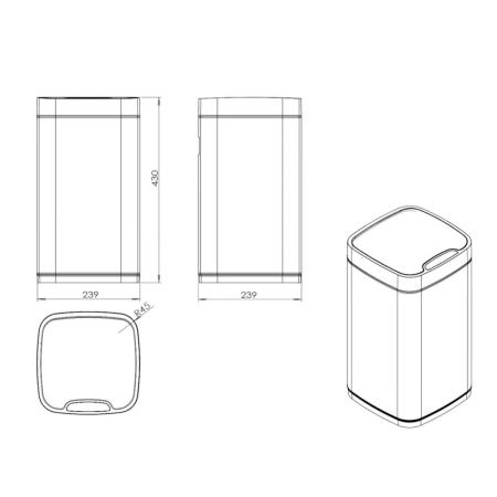 Ведро мусорное Java S-883B-12LG