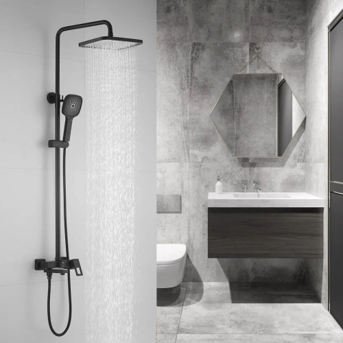 Душевая стойка Shevanik S8236H настенная цвет черный - фото 4