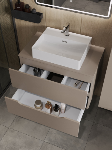 Тумба с раковиной Orange Line Li-80TuLMDF+B04-500W 81х46х66 цвет бежевый - фото 4