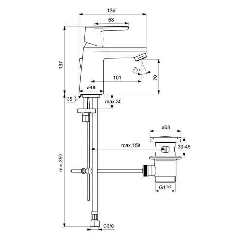 Смеситель Ideal Standard Vito B0405AA на раковину хром - фото 2