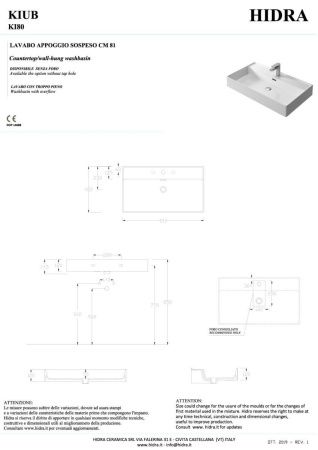 Раковина керамическая Hidra Kiub KI80/026 80х50 подвесная цвет черный 1 отверстие под смеситель