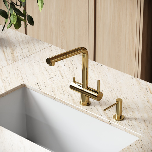 Смеситель для кухни Sancos Spin SC4015ZG на мойку золото - фото 3