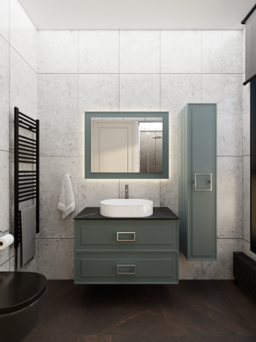 Тумба со столешницей La Fenice CUBO TWIN NFNC-01-CUB-G-100-2-3-GB 100х62х49 подвесная цвет серый/зелёный - фото 5