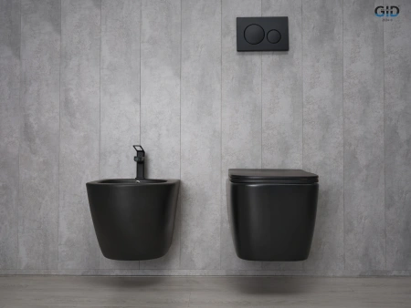Унитаз подвесной Gid Cuadrado 62255Y черный матовый с сиденьем микролифт безободковый