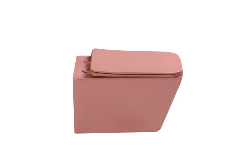 Унитаз подвесной SantiLine SL-5007P цвет персиковый матовый с сиденьем микролифт безободковый смыв воронка-водоворот - фото 3