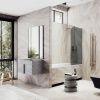 Душевая шторка на ванну Maybah Glass MGV-128-2у 35х140 стекло тонированное профиль бронза ориентация универсальная