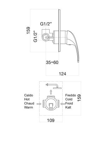 Смеситель для ванны и душа Fiore 32CR1302 встраиваемый в стену хром с термостатом