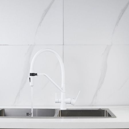 Смеситель для кухни Shevanik S278C на мойку белый