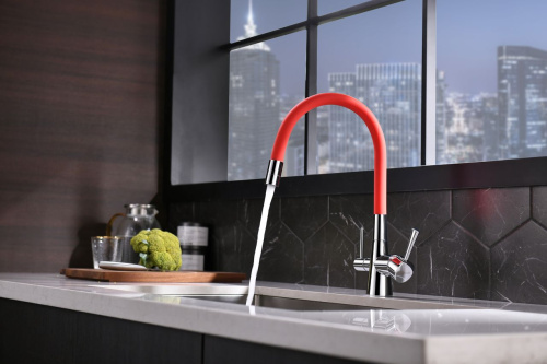 Смеситель для кухни LeMark Comfort LM3075C-Red на мойку красный/хром без термостата - фото 2