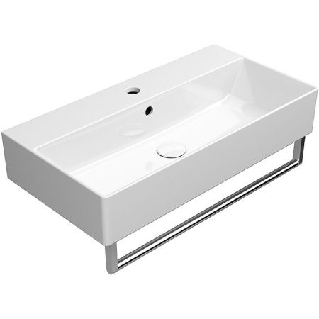 Раковина из сантехнического фаянса GSI Kube X 9455111_УЦ 70х40 подвесная цвет белый 1 отверстие под смеситель