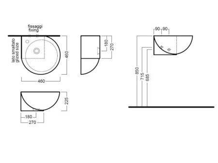 Раковина из сантехнического фаянса Hatria YOU&ME Y0H701 50х50 подвесная цвет белый 1 отверстие под смеситель