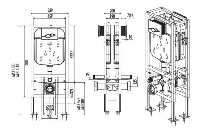 Инсталляция для подвесного унитаза двухсторонняя Creavit GR5005.00
