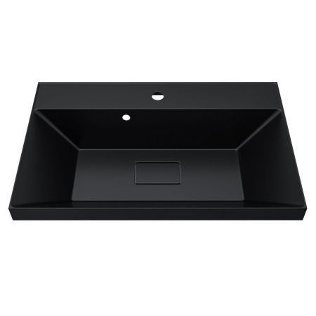 Раковина из искусственного камня Uperwood Classic New RClassicNew70bg 70х50 полувстраиваемая цвет черный