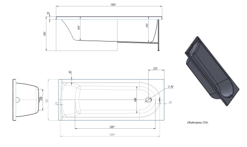 Ванна акриловая Timo MIKA MIKA1870-KT18S-SPV1505-FP18S-TP70S 180х70 пристенная прямоугольная с каркасом - фото 2 Ванна акриловая Timo MIKA MIKA1870-KT18S-SPV1505-FP18S-TP70S 180х70 пристенная прямоугольная с каркасом - фото 2