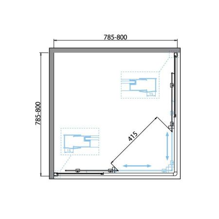Душевой уголок BelBagno DUE DUE-A-2-80-C-Cr 80х80 стекло прозрачное профиль хром без поддона