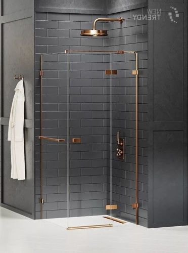 Душевой уголок New Trendy AVEXA Copper brushed EXK-3651 110х100 стекло прозрачное профиль медь без поддона - фото 2