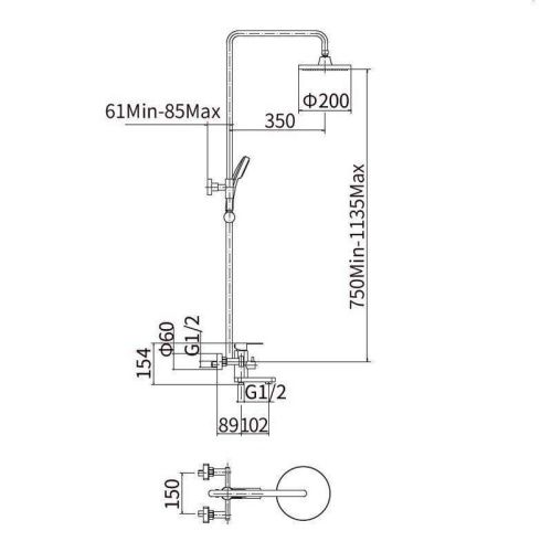 Душевая стойка Fashun A52401 настенная цвет сатин - фото 3
