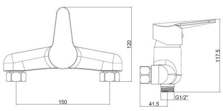 Смеситель для ванны и душа Voda Breeze BZ80acs настенный хром