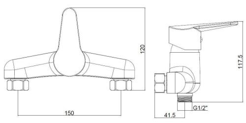 Смеситель для ванны и душа Voda Breeze BZ80acs настенный хром - фото 3