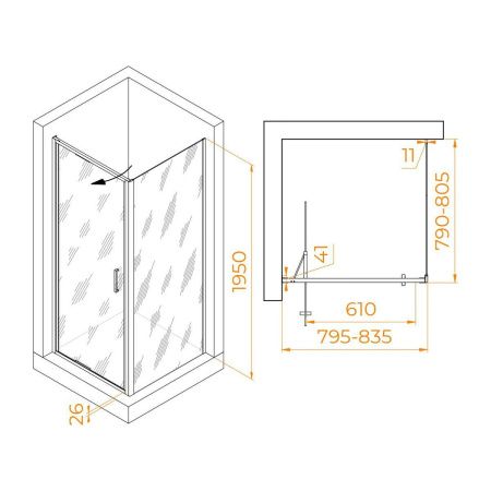 Душевой уголок RGW Stilvoll 703213588-11 80х80 стекло прозрачное профиль хром без поддона