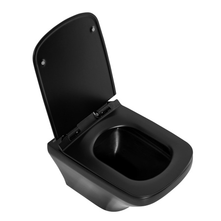 Унитаз подвесной BelBagno SELA BB3201CHR-MB/BB3201SC-MB черный с сиденьем микролифт безободковый каскадный смыв