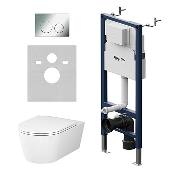 Комплект унитаз с инсталляцией с клавишей смыва Am.Pm Func IS90151.8F1701 Комплект унитаз с инсталляцией с клавишей смыва Am.Pm Func IS90151.8F1701