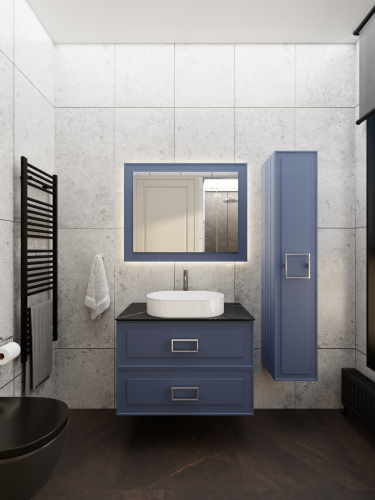 Тумба со столешницей La Fenice CUBO TWIN NFNC-01-CUB-BG-80-2-2-GB 80х62х49 подвесная цвет синий - фото 5