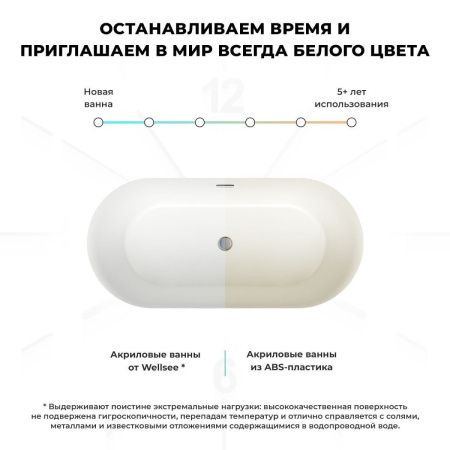 Ванна акриловая Wellsee Éclatant 2.0 231401000 170х80 отдельностоящая овальная с ножками