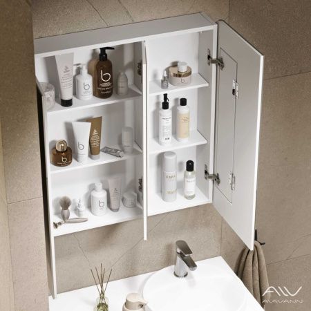 Зеркало-шкаф Alavann Cosmetic ALV0727001 80х15х80 подвесной цвет белый