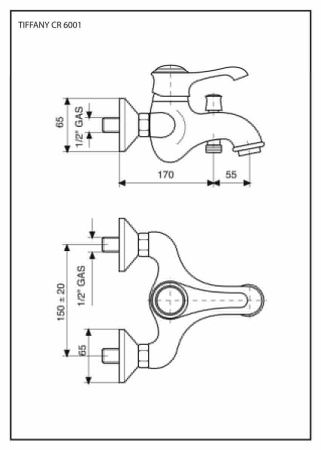 Смеситель Emmevi Tiffany 6001/BIO настенный хром