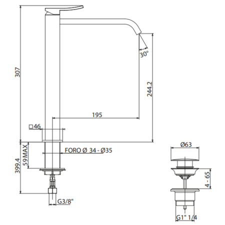Смеситель Gattoni ELY 8848/88C0 на раковину хром