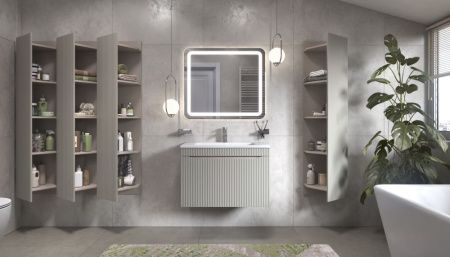 Тумба под раковину Velvex Alba 369 тирамису 80х40 подвесная цвет серый