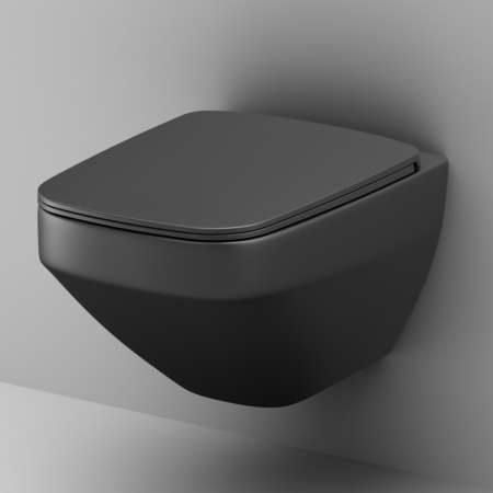 Унитаз подвесной Am.Pm Inspire V2.0 C50A1700MBSC черный матовый с сиденьем микролифт безободковый каскадный смыв