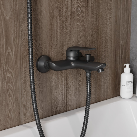 Смеситель для ванны Teymi T10266 настенный черный матовый