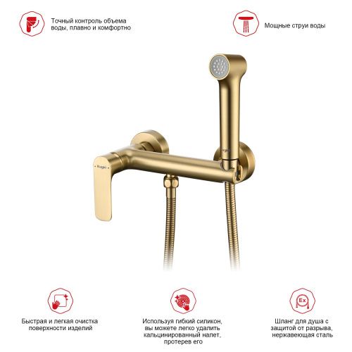Гигиенический душ со смесителем Raglo R03.51.03 сатин золотой - фото 3