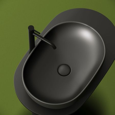Раковина из сантехнического фарфора Ceramica Nova ELEMENT CN6047MDH 60х40 накладная цвет черный без отверстий под смеситель