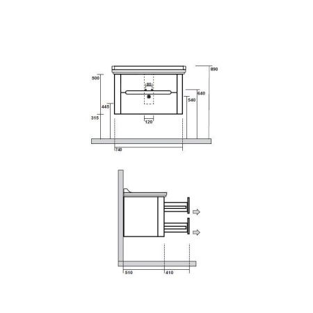Тумба под раковину Kerasan Waldorf 925630 80х60 цвет белый